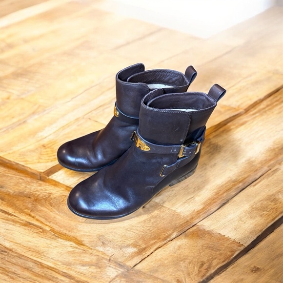 Michael Kors Dark Brown Ankle Booties, with gold hardware, size 7 - Picture 2 of 15